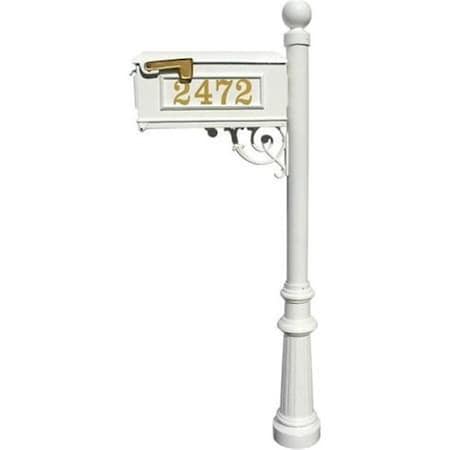 Lewiston Mailbox Post System with Fluted Base & Ball Finial White LMCV-804-WHT